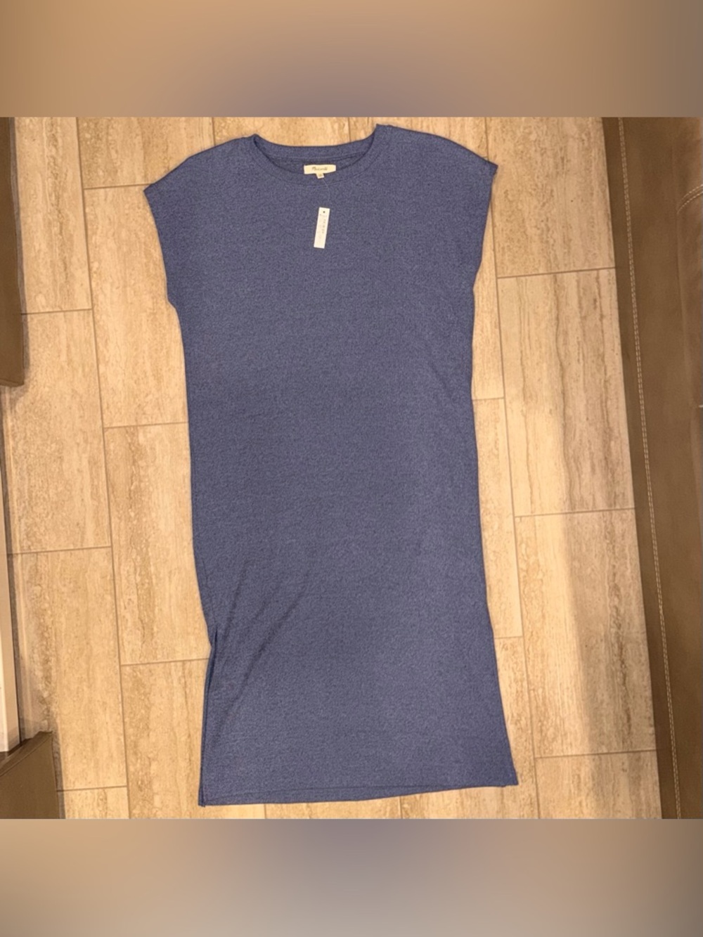 NWT MADEWELL blue, ribbed, sleeveless, midi-length knit dress Women’s Size M